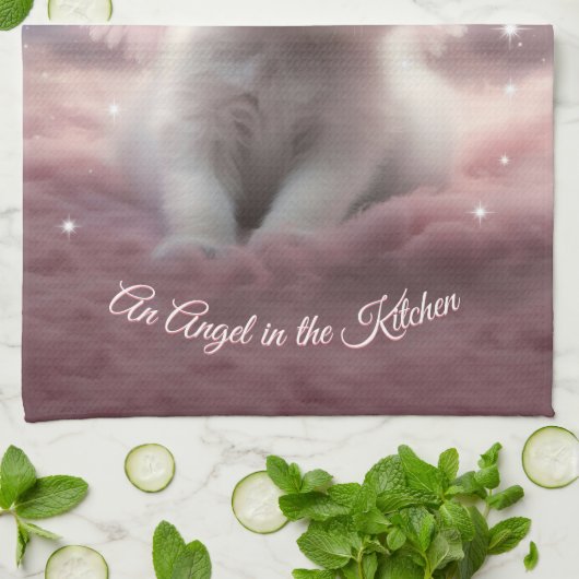 Gepersonaliseerde AI-Generated Kitten Angel Wings Theedoek (Gevouwen)