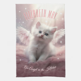 Gepersonaliseerde AI-Generated Kitten Angel Wings Theedoek