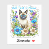 Gepersonaliseerde Ai Waterverf Siamese Cat in Flow Sticker (Vel)