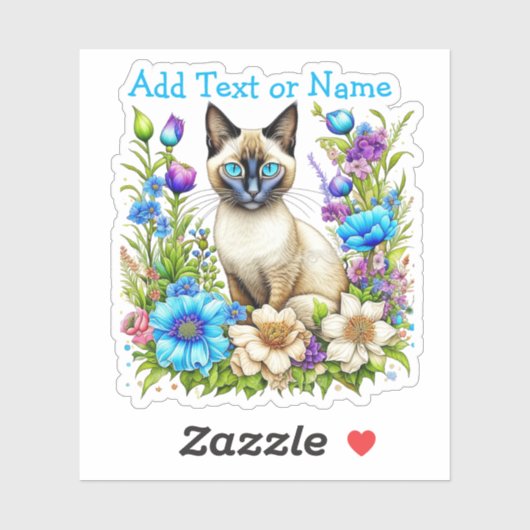 Gepersonaliseerde Ai Waterverf Siamese Cat in Flow Sticker (Vel)