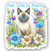 Gepersonaliseerde Ai Waterverf Siamese Cat in Flow Sticker (Voorkant)