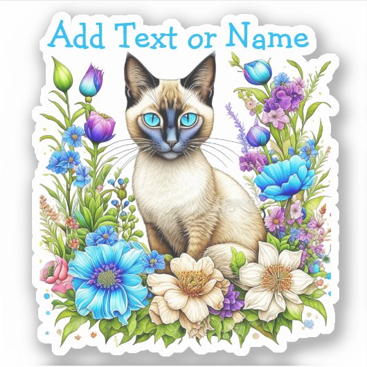 Gepersonaliseerde Ai Waterverf Siamese Cat in Flow Sticker (Voorkant)