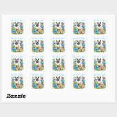 Gepersonaliseerde Ai Waterverf Siamese Cat in Flow Vierkante Sticker (Vel)