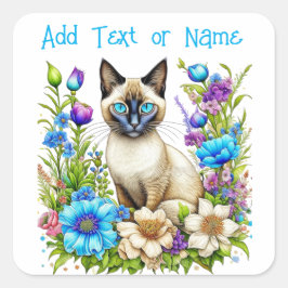 Gepersonaliseerde Ai Waterverf Siamese Cat in Flow Vierkante Sticker