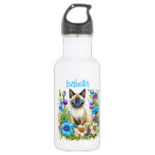 Gepersonaliseerde Ai Waterverf Siamese Cat in Flow Waterfles (Voorkant)