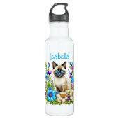 Gepersonaliseerde Ai Waterverf Siamese Cat in Flow Waterfles (Voorkant)