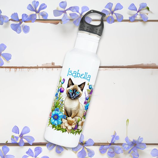 Gepersonaliseerde Ai Waterverf Siamese Cat in Flow Waterfles