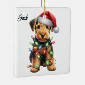 Gepersonaliseerde Airedale Terrier Kerstman Keramisch Ornament (Rechts)