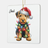 Gepersonaliseerde Airedale Terrier Kerstman Keramisch Ornament (Links)