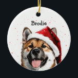 Gepersonaliseerde Akita Christmas Keramisch Ornament<br><div class="desc">Gepersonaliseerde Akita Keramische Boom Decoratie,  voeg uw honden naam om het aan te passen.</div>