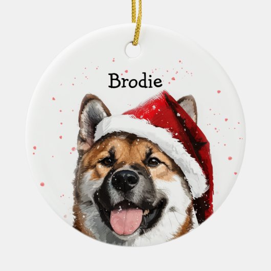 Gepersonaliseerde Akita Christmas Keramisch Ornament (Voorkant)