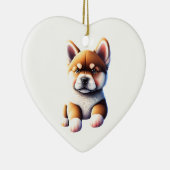Gepersonaliseerde Akita Puppy Hond Hart Keramisch Ornament (Rechts)