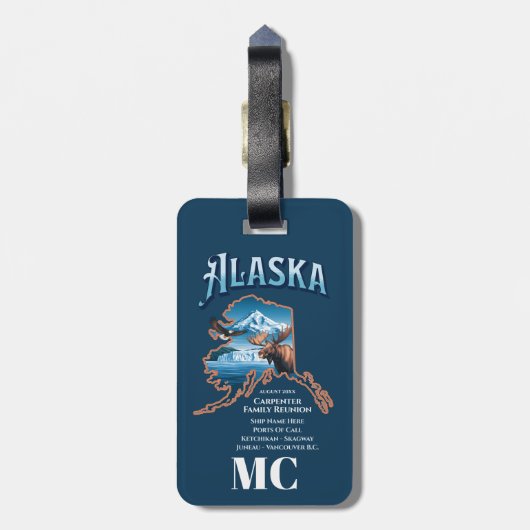 Gepersonaliseerde Alaska Cruise Vakantie Reünie Bagagelabel (Achterkant verticaal)