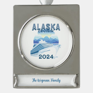 Gepersonaliseerde Alaska Cruisin' 2024 Banner Orna Verzilverd Banner Ornament