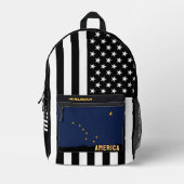 Gepersonaliseerde Alaska Vlag tas, Amerikaanse Vla Bedrukte Rugzak (Voorkant)