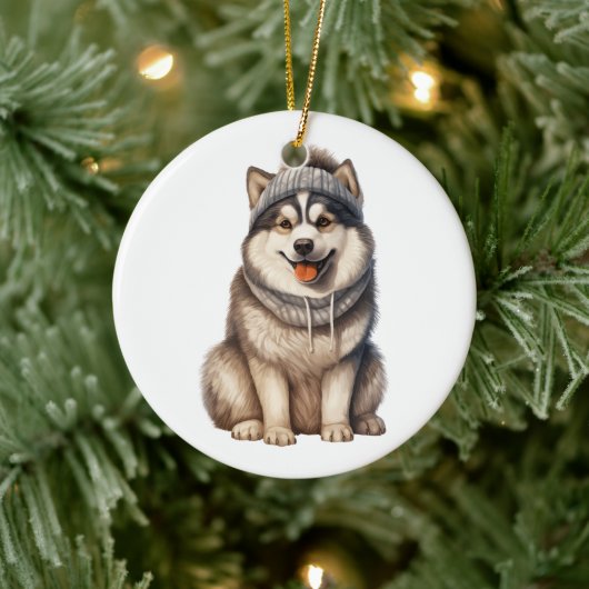 Gepersonaliseerde Alaskan Malamute hond Keramisch Ornament (Boom)