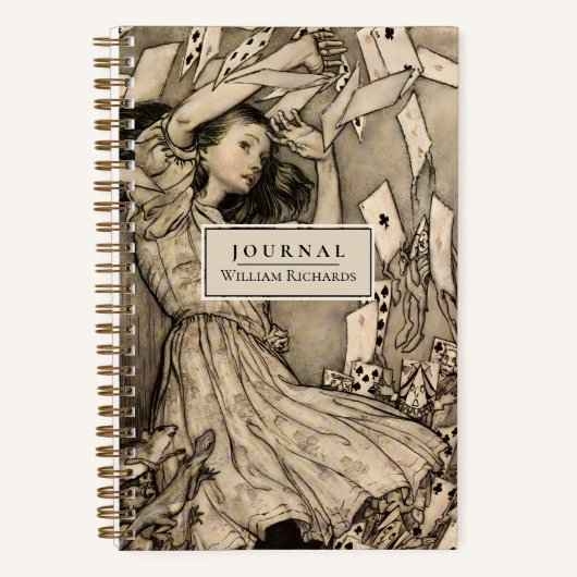 Gepersonaliseerde Alice Wonderland Art Dotted Jour Notitieboek (Voorkant)