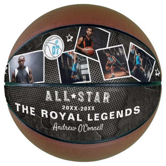 Gepersonaliseerde All-Star Photo Collage Keepsake  Basketbal (Voorkant)
