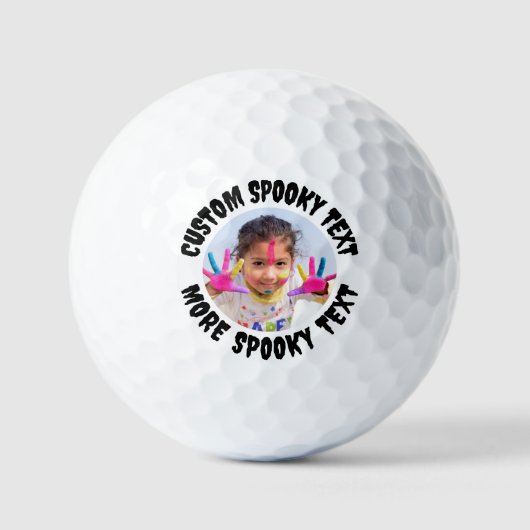 Gepersonaliseerde Alle Spooky Font Fun Photo Golf  Golfballen (Voorkant)
