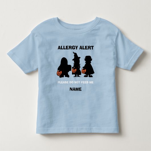 Gepersonaliseerde allergie alert Halloween niet vo Kinder Shirts (Voorkant)