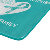 Gepersonaliseerde allergie - Blauwgroen linthart B Snijplank (Hoek)