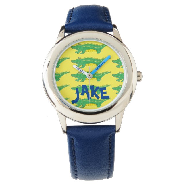 Gepersonaliseerde alligator Gator Crocodile Croc W Horloge (Voorkant)