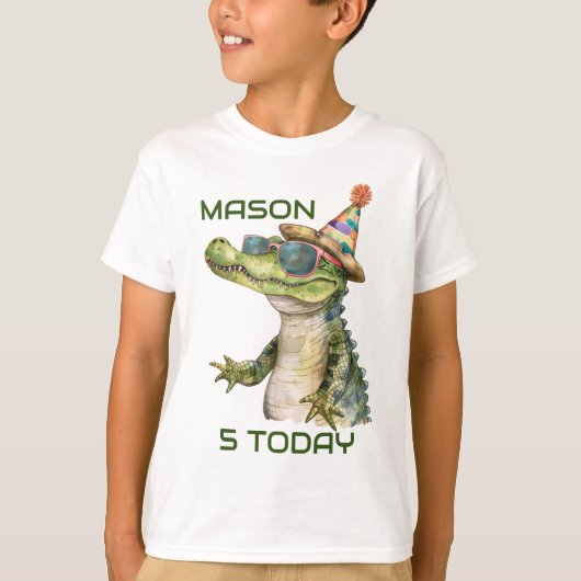 Gepersonaliseerde Alligator Verjaardag T-shirt Wil (Voorkant)