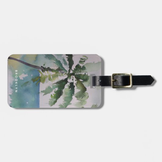 Gepersonaliseerde Aloha Hawaiian Waterverf Bagagelabel (Voorkant horizontaal)