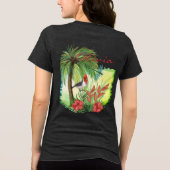 Gepersonaliseerde Aloha Tropical Paradise Dubbelzi Tri-Blend Shirt (Achterkant)
