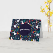 Gepersonaliseerde alpaca gevouwen Kaart (Gele Bloem)