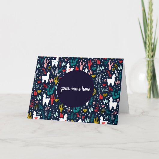 Gepersonaliseerde alpaca gevouwen Kaart (Voorkant)