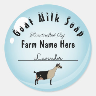 Gepersonaliseerde alpiene geit melk zeep Blue Bubb Ronde Sticker