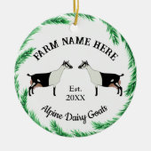 Gepersonaliseerde alpiene melkgeit Pine Wreater Keramisch Ornament (Voorkant)