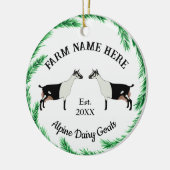 Gepersonaliseerde alpiene melkgeit Pine Wreater Keramisch Ornament (Links)