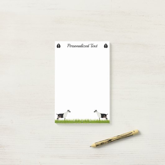 Gepersonaliseerde alpiene melkgeit post-it® notes (Op bureau)