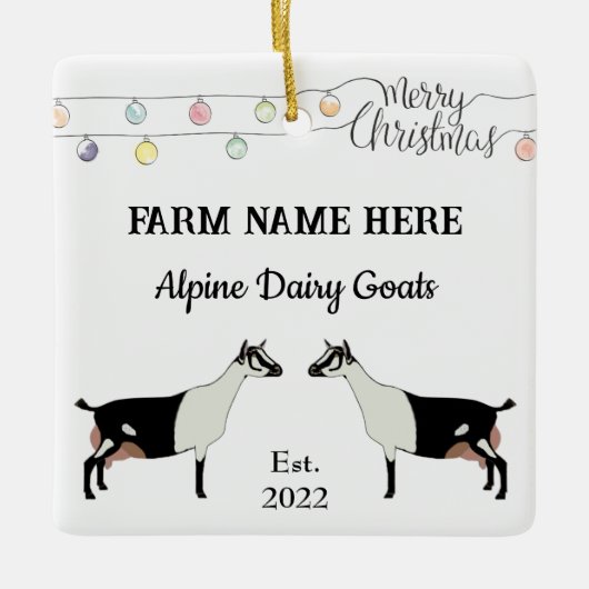 Gepersonaliseerde alpiene melkgeit Witte Kerstmis Keramisch Ornament (Voorkant)