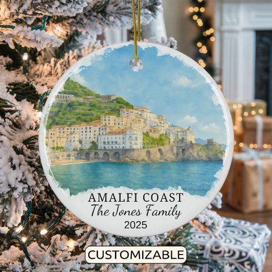 Gepersonaliseerde Amalfi Coast Ornament, Italië Keramisch Ornament