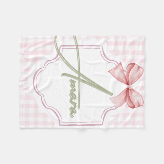 Gepersonaliseerde Amara Baby Girl Nursery Bow & Gi Fleece Deken (Voorkant (Horizontaal))