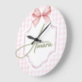 Gepersonaliseerde Amara Baby Girl Nursery Bow & Gi Grote Klok (Hoek)