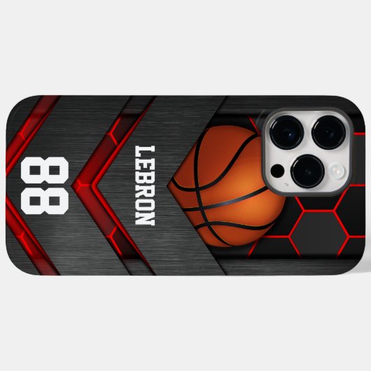 Gepersonaliseerde Amerikaanse Basket Ball Nummer & Case-Mate iPhone Case (Achterkant (horizontaal))