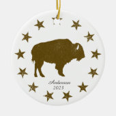 Gepersonaliseerde Amerikaanse Buffalo Western Kers Keramisch Ornament (Voorkant)