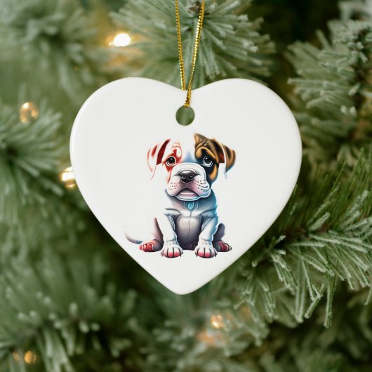 Gepersonaliseerde Amerikaanse Bulldog Puppy Hond H Keramisch Ornament (Boom)