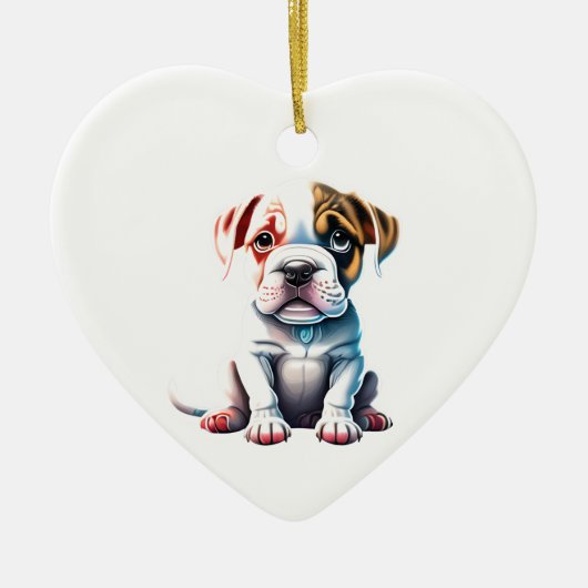Gepersonaliseerde Amerikaanse Bulldog Puppy Hond H Keramisch Ornament (Voorkant)