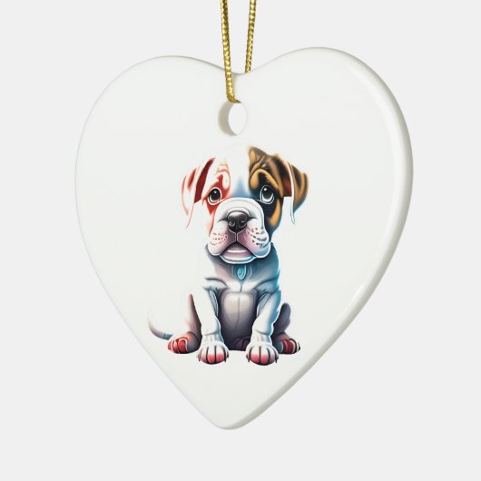 Gepersonaliseerde Amerikaanse Bulldog Puppy Hond H Keramisch Ornament (Links)