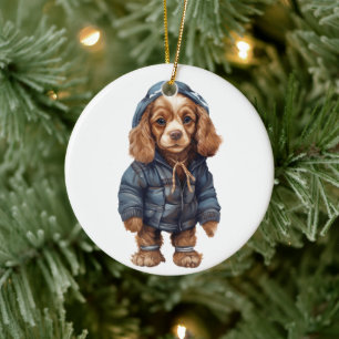 Gepersonaliseerde Amerikaanse Cocker Spaniel Honde Keramisch Ornament