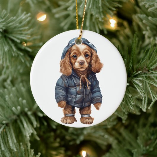 Gepersonaliseerde Amerikaanse Cocker Spaniel Honde Keramisch Ornament (Boom)