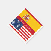Gepersonaliseerde Amerikaanse en Spaanse vlaggen P Servet (Hoek)