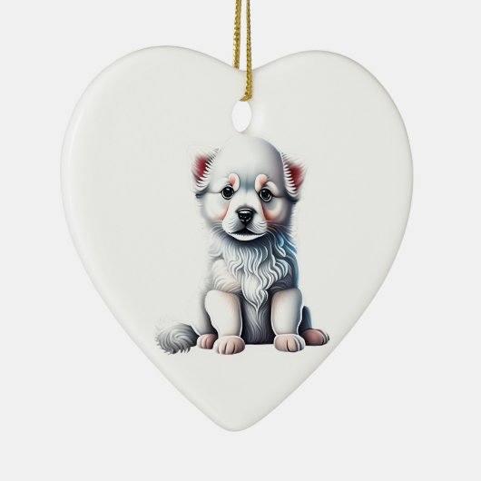Gepersonaliseerde Amerikaanse Eskimo Dog Puppy Keramisch Ornament (Rechts)