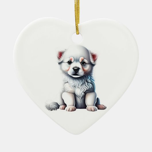 Gepersonaliseerde Amerikaanse Eskimo Dog Puppy Keramisch Ornament (Voorkant)