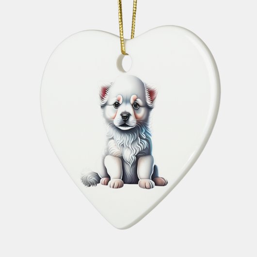 Gepersonaliseerde Amerikaanse Eskimo Dog Puppy Keramisch Ornament (Links)